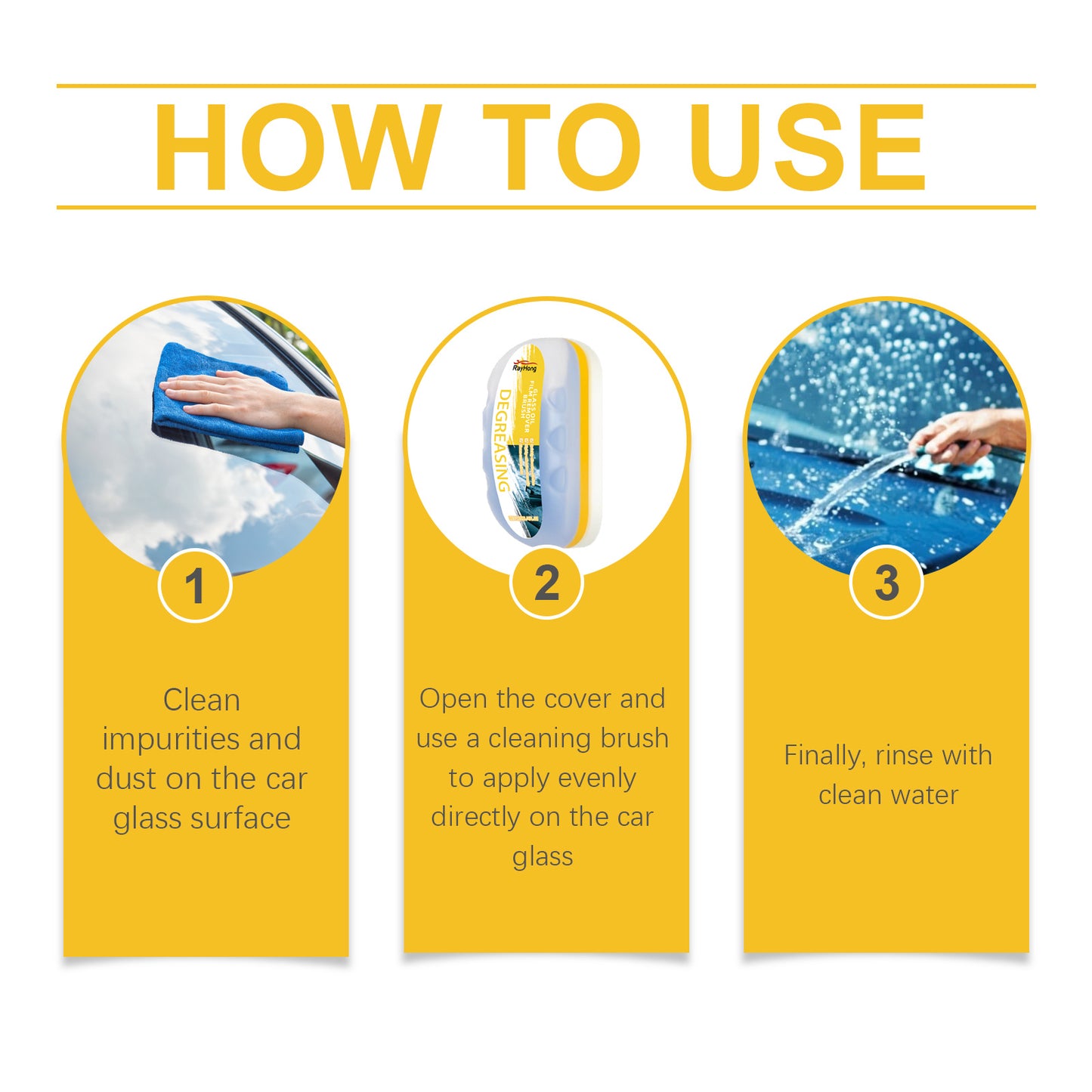 Rayhong Car Glass Cleaning Brush Glass Remover Stain Remover Waterproof Window Cleaning Brush