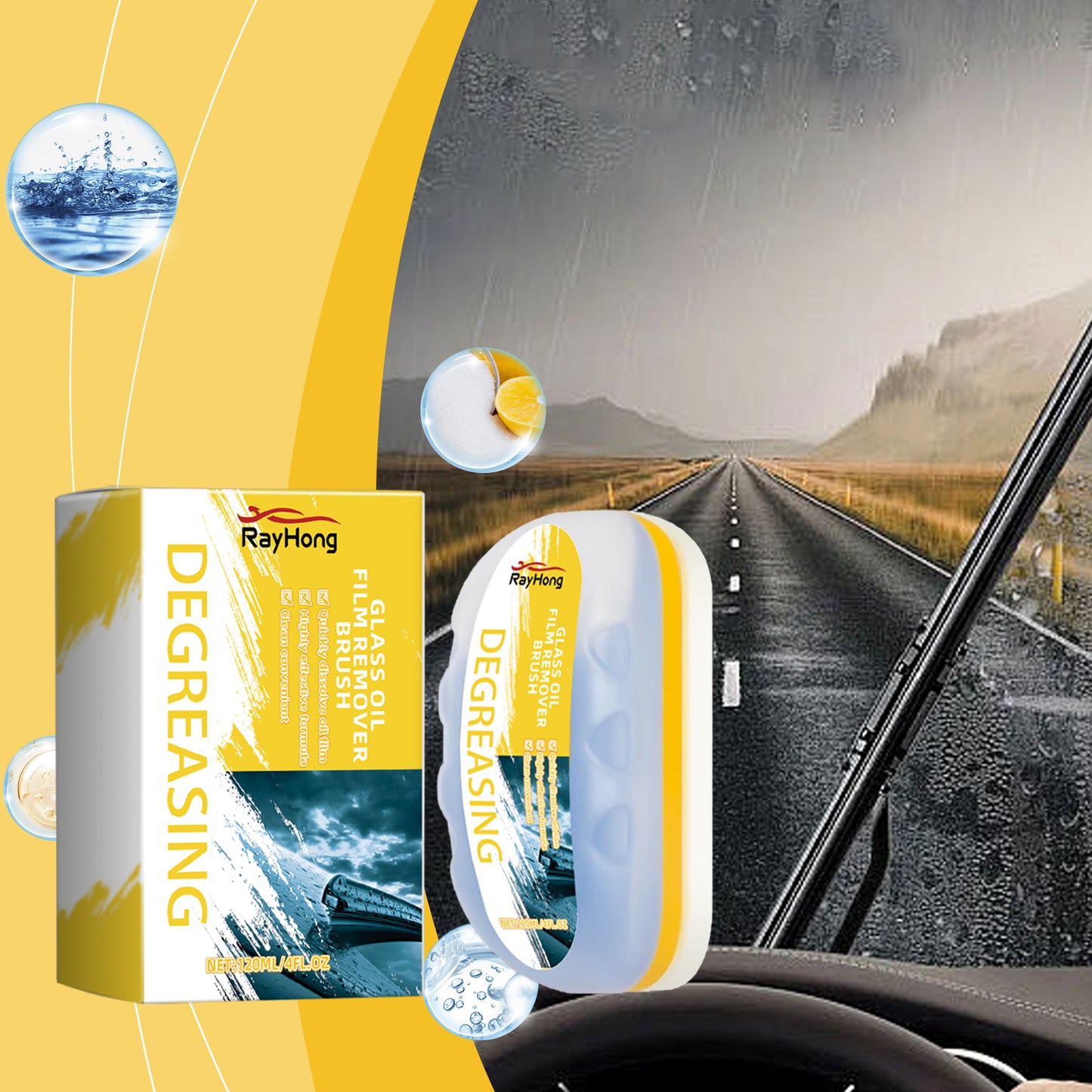 Rayhong Car Glass Cleaning Brush Glass Remover Stain Remover Waterproof Window Cleaning Brush