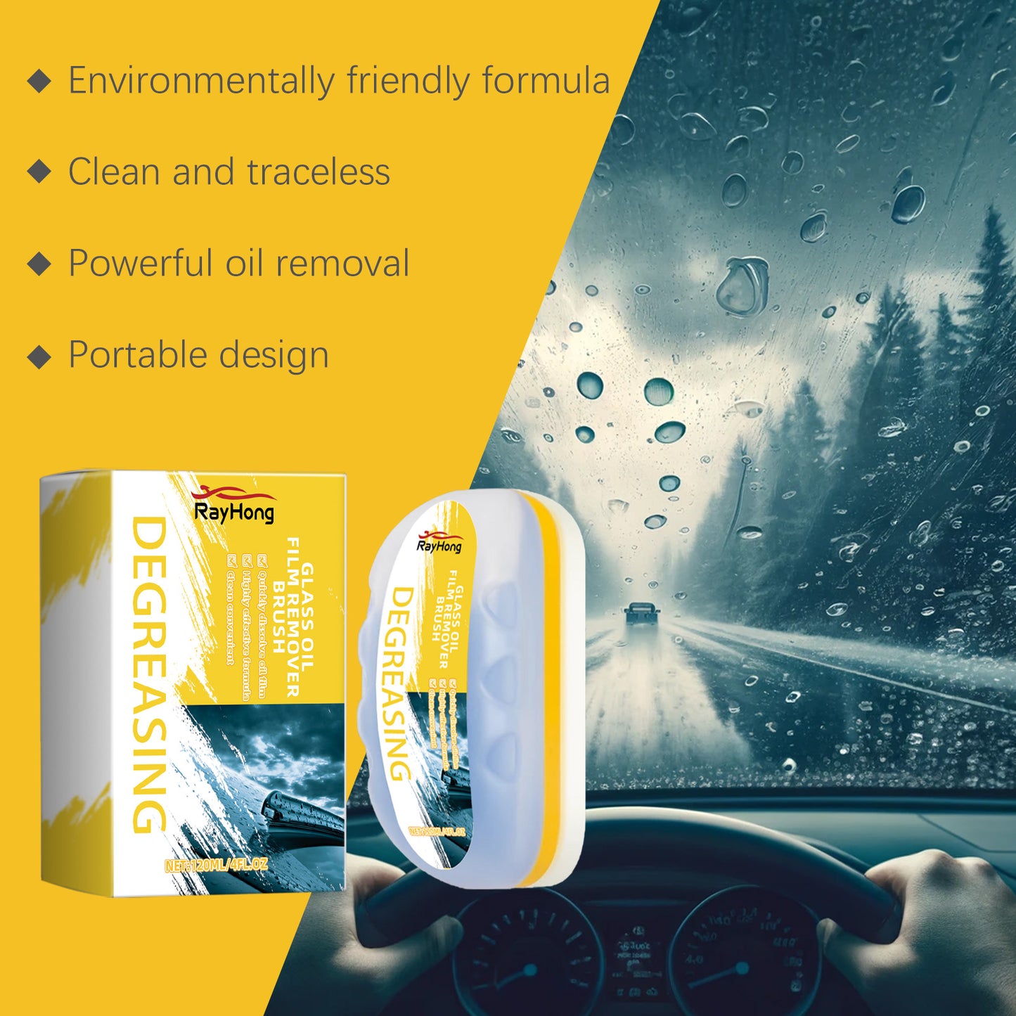 Rayhong Car Glass Cleaning Brush Glass Remover Stain Remover Waterproof Window Cleaning Brush